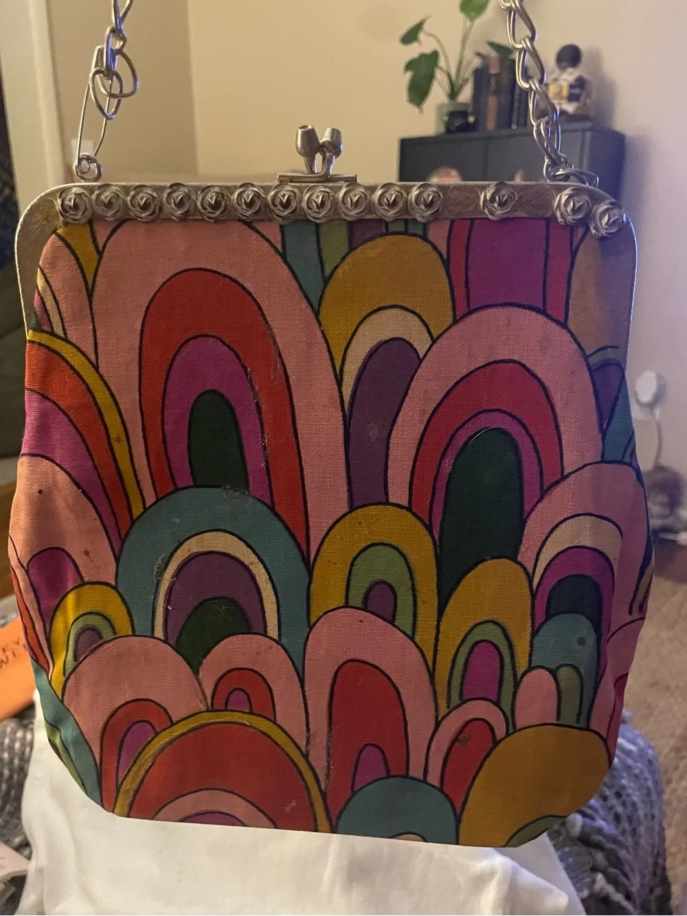 Vibrant Psychedelic. Mod cloth purse from 1960’s